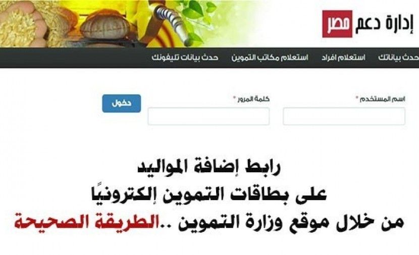 رابط موقع دعم مصر لاضافة المواليد الجدد وتحديث بطاقات التموين